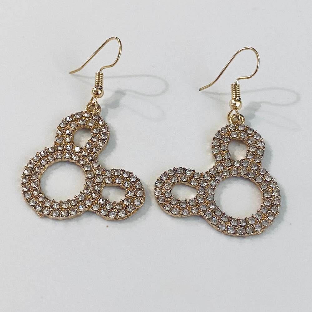 Mickey Mouse Crystal Gold Drop Earrings